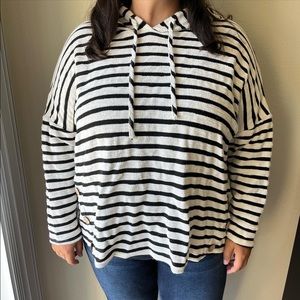 Black & White Striped Hoodie Top!!